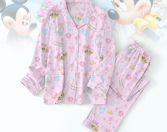 Pijama de Mickey y Minnie Mouse, pijama para mujer con lazo Coquette Disney Castle, pijama a juego de Disney World, ropa de dormir linda y femenina de Disney.