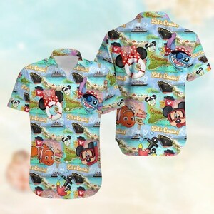 Camisa de Mickey y sus amigos buceando, camisa hawaiana de Mickey Mouse, camisa de vacaciones en Disneyland, camisa tropical, regalos de verano