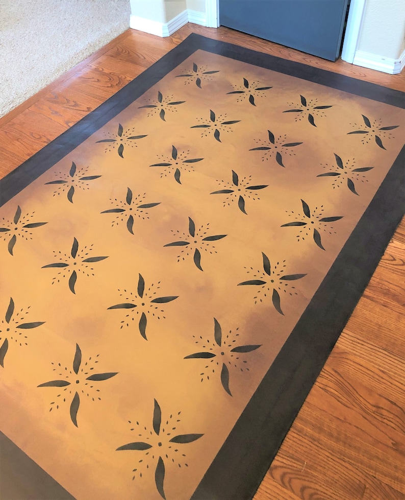 Early American Floorcloth. Primitive Floor Cloth. Folk Art Etsy