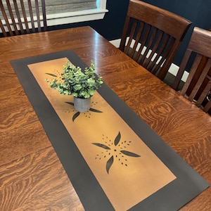Beautiful Wipeable Oilcloth Table Runner. Floorcloth Primitive Runner.  Colonial table mat, so durable and functional!