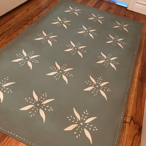 Floorcloth area rug in our &quot;Dolce” in blue design. Expertly hand-crafted to last!