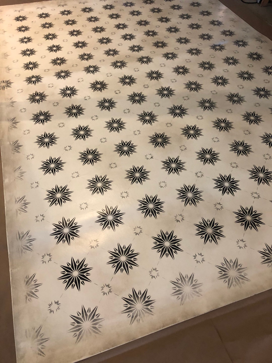Hand-painted Canvas Floorcloth Rug, Vintage Linoleum Design - Etsy