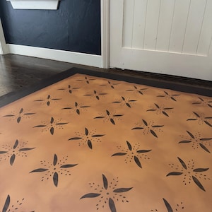 Early American Floorcloth. Primitive Floor Cloth. Folk art area rug. Hand painted canvas folk art area rugs.