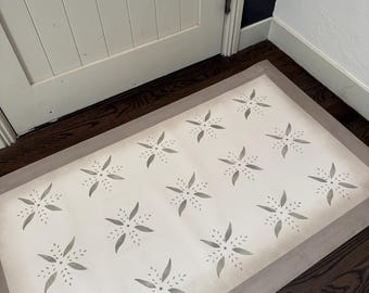 Hand painted Early American Floor Cloth. Contemporary Colonial Floorcloth Area Rug! Completely wipeable and durable. Hand crafted to last!