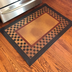 Hand Crafted Early American Floorcloth. Primitive Floor Cloth. Folk Art ...