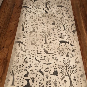 Hand painted washable rug (floorcloth/mat) in a gorgeous new vintage wallpaper inspired design. Expertly hand-crafted to last!!!