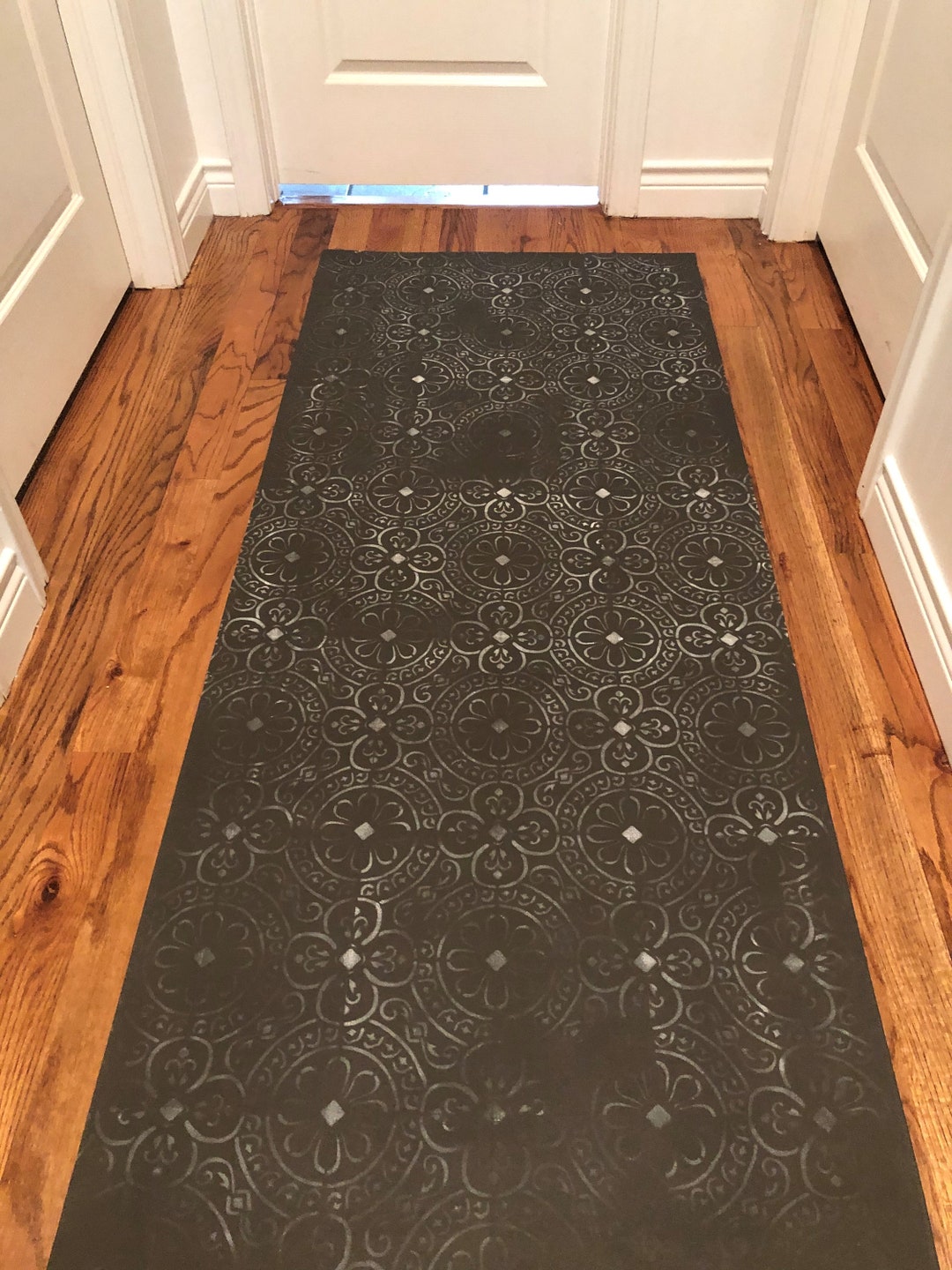 Floorcloth Area Rug in Urbane Bronze/ Dark Gray prima Donna Design