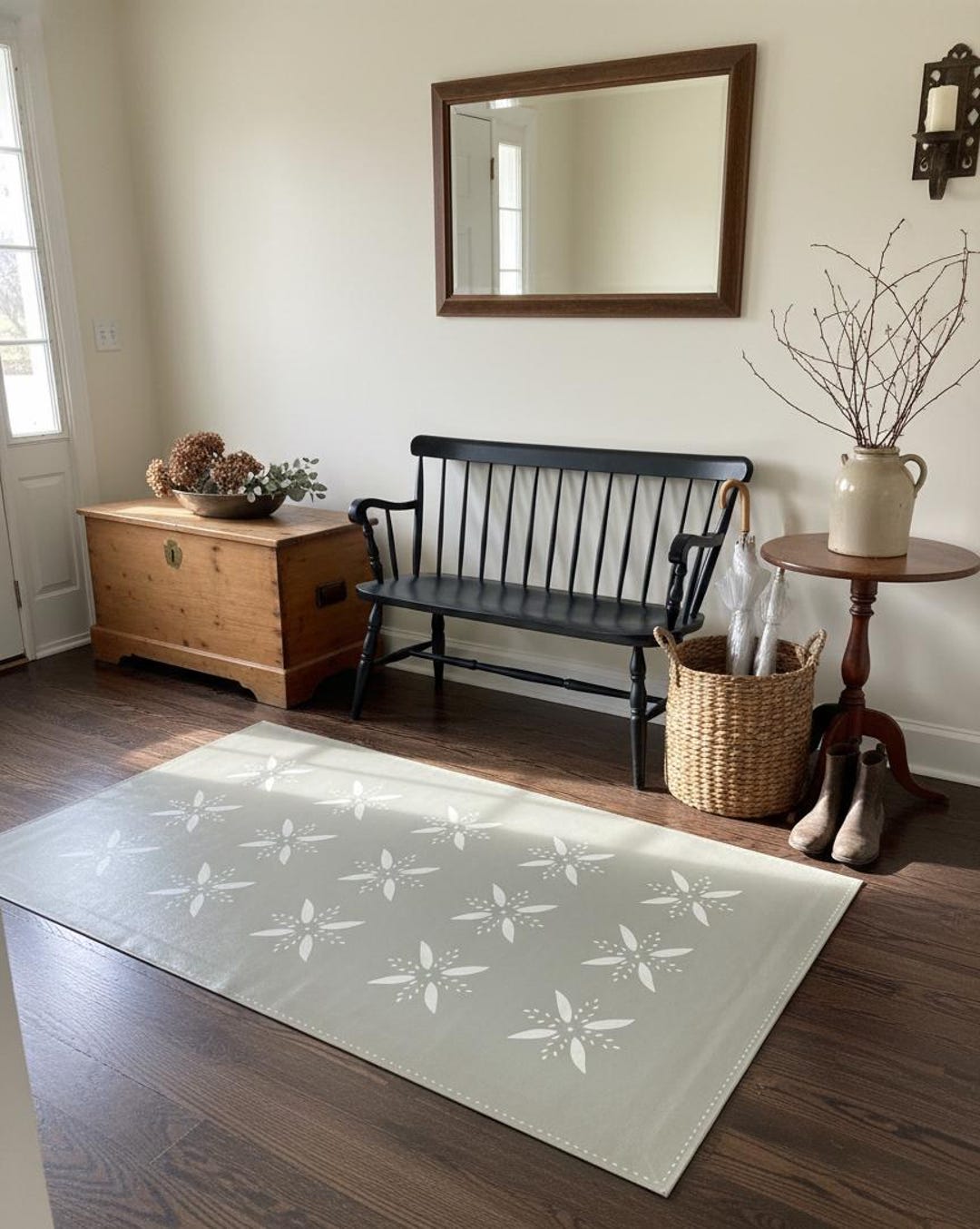 Hand-painted Canvas Floorcloth: Early American Folk Art Rug - Etsy