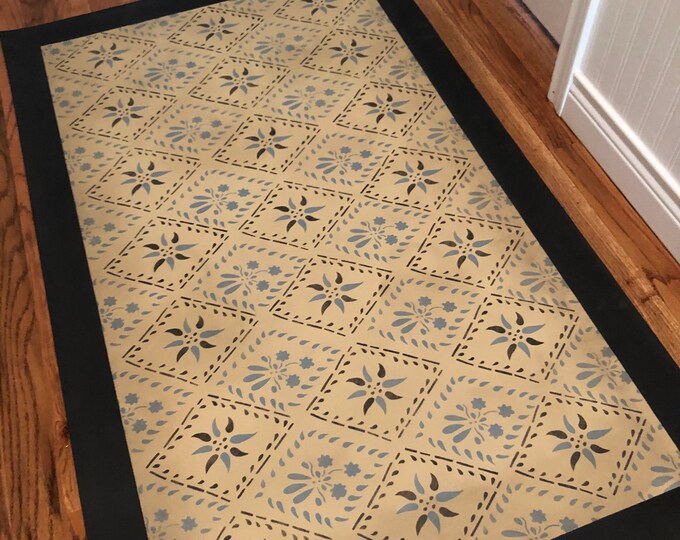 Early American Floorcloth. Primitive Floor Cloth. Folk Art Area Rug ...