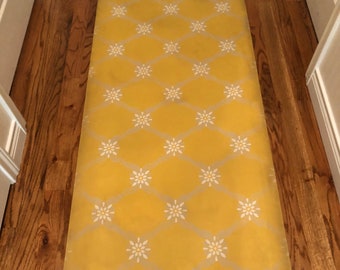 Hand painted wipeable rug (floorcloth/mat) in a gorgeous new vintage wallpaper inspired design. Expertly hand-crafted to last!!!