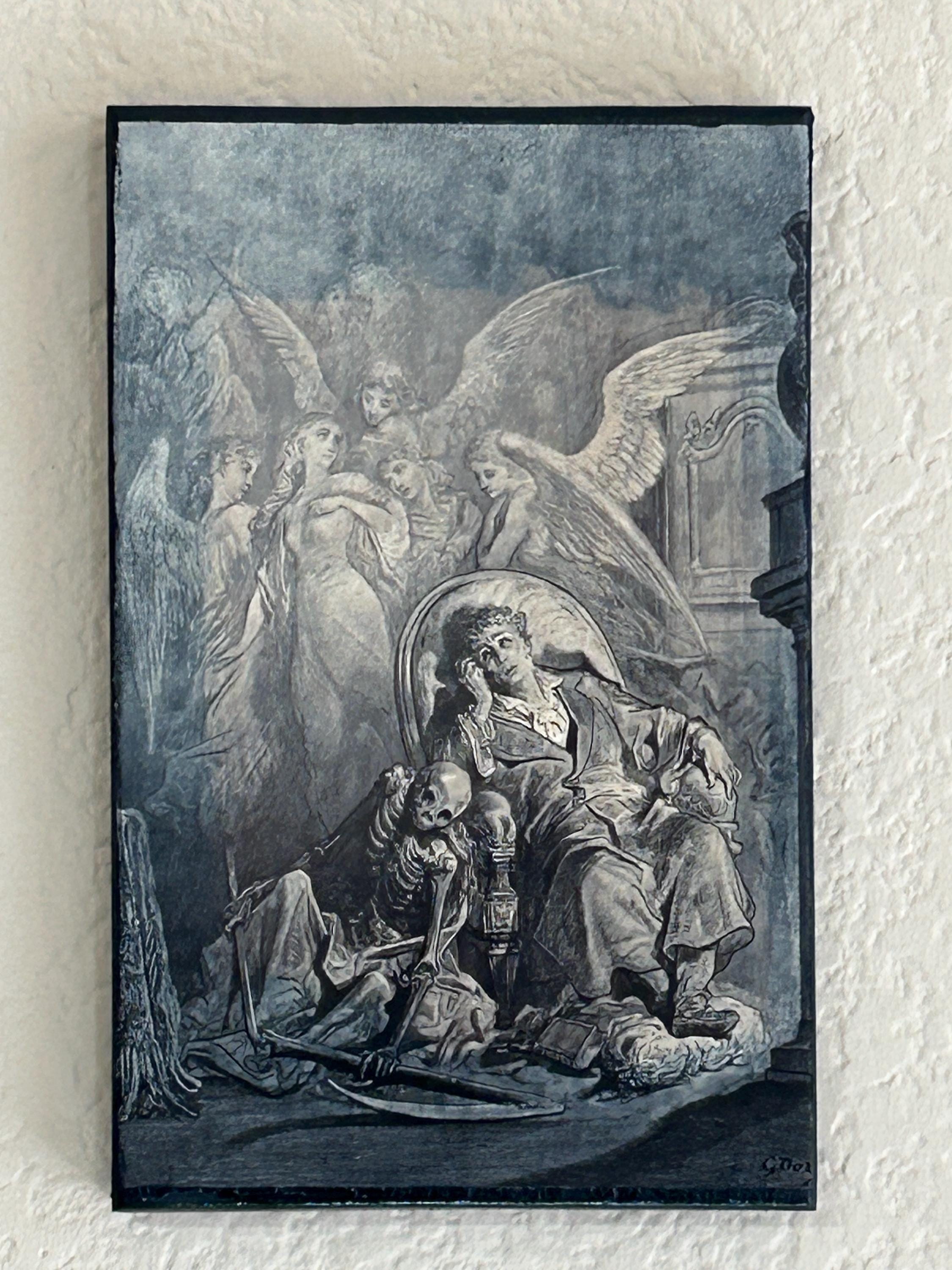 Gustave Dore "The Raven" Woodcut Print - Gothic Pallet Wood Wall Decor