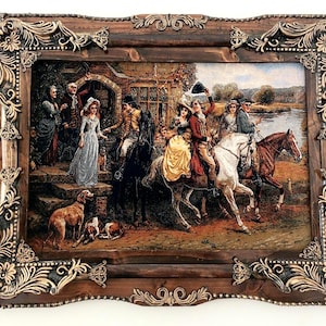 Handmade Woven Silk Rug: Eugenie de Montijo & Romeo and Juliet, Oriental Wall Decor