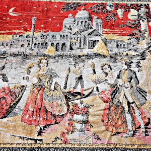 Arazzo da parete antico veneziano in lana – Gobelin vintage fatto a mano – Decorazione da parete in tessuto, meraviglioso tappeto veneziano, regalo per la paternità