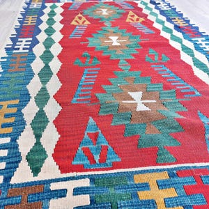 Tappeto vintage in lana anatolica fatto a mano – autentico tappeto turco tessuto a mano, arredamento naturale boho per la casa, tappeto antico in lana