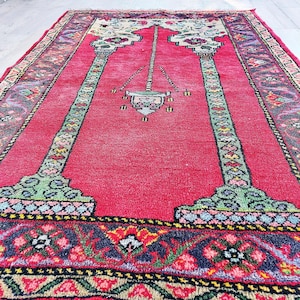 Tappeto turco anatolico in lana annodato a mano vintage – Tappeto antico in lana naturale, autentico design orientale, arredamento boho chic per la casa