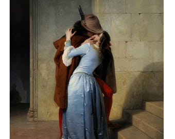 Fine Art Print of Hayez's 1859 painting 'El Beso' Oil Painting