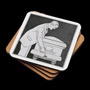 1930s casket ad coaster