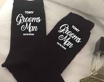 Groomsmen wedding socks Australia, personalised men's groomsman socks, fun groomsman socks, gift for groomsman