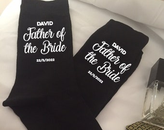 Father of the Bride wedding socks Australia, personalised men's groomsmen socks, gift for dad