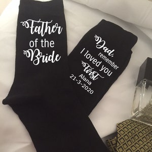 Father of the Bride Wedding Socks Dad Remember I Loved You First  Black or Navy Sizes 6-14 Wedding Gift for Dad