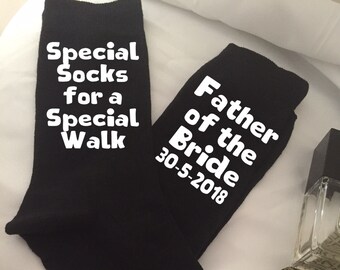 Father of the Bride Wedding Socks  Personalised Wedding Socks for Dad  Black or Navy Sizes 6-14  Great Gift for Dad