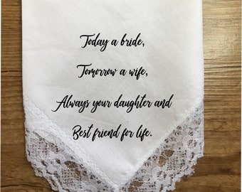 Personalised ladies Cotton Handkerchief wedding gift gift for bride mum Custom wording