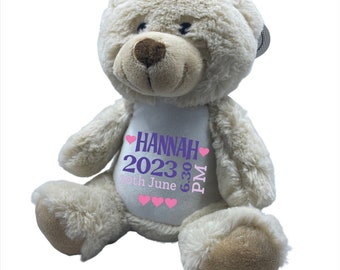 Personalised Teddy Bear, Oh My Heart Gift,  Personalised Birthday Bear, Birthday Gifts, Birth Detail Bear