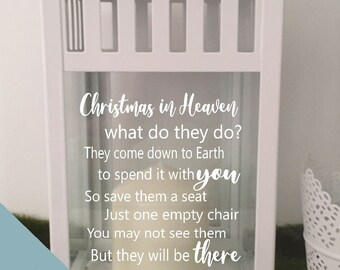 Christmas in Heaven what do they do DECAL ONLY perfect for lantern, frame, memory table or gift 4"x5"