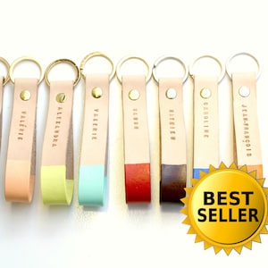 Personalized Leather Keychain, Custom Name Key Chain, Veg Tan Leather