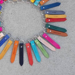 Personalized Genuine Leather Keychain, Stamped Keyring, Corporate Gift