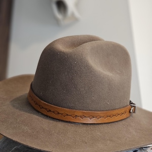 Ready to ship leather hat band, tooled hatband, size small