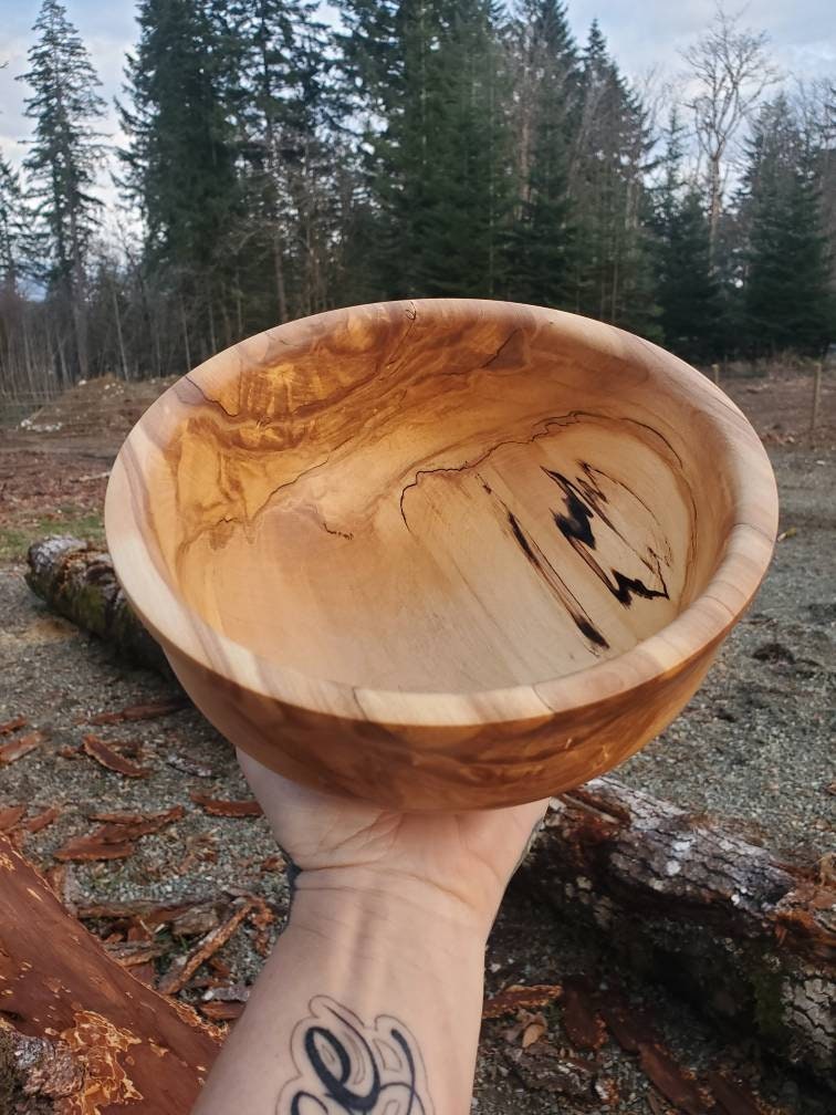 spalted birch salad bowl with matching peppermill and salt shaker :  r/turning