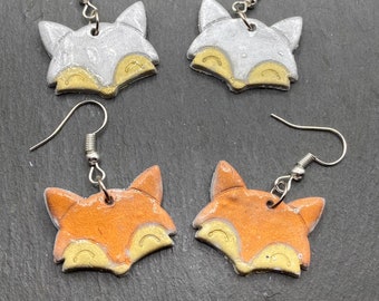 polymer clay fox dangle earrings