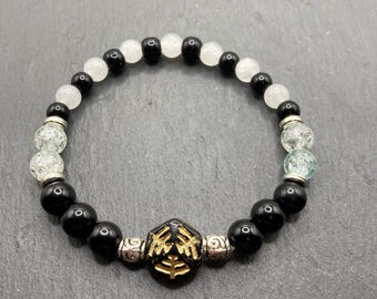 Pulsera elástica de cuentas de cristal apilables con diseño de telaraña