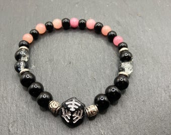 Pulsera elástica de cuentas de cristal apilables con diseño de telaraña