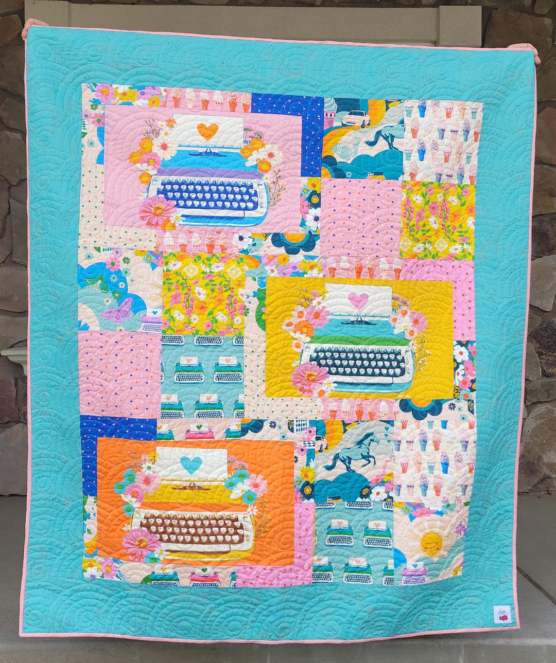 Typewriter Quilt Kit: Best Day Ever Fabric Panel, 45