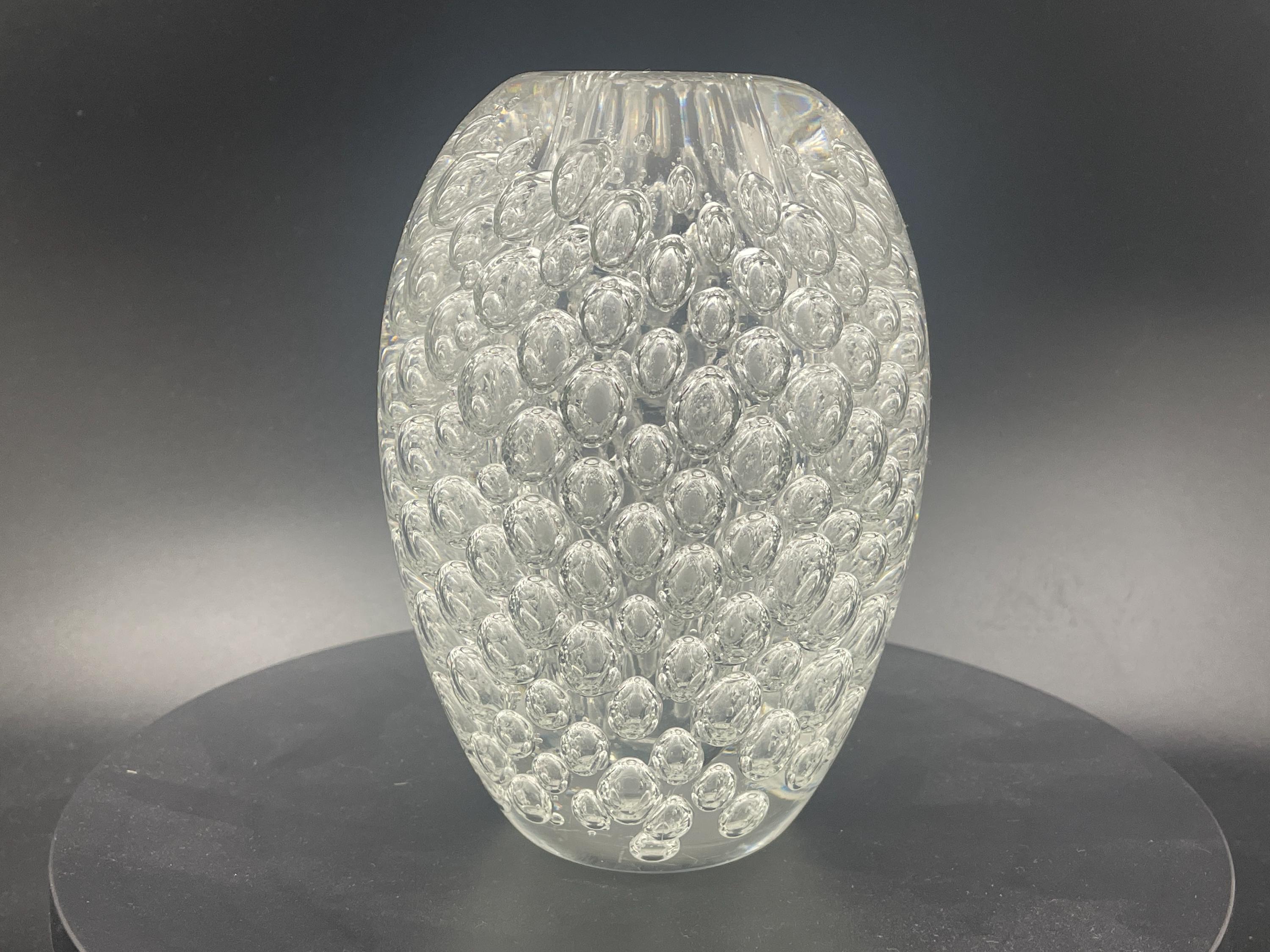 Floris Meydam, Thick-walled serica vase with large air bubbles, Glass Factory Leerdam, 1963