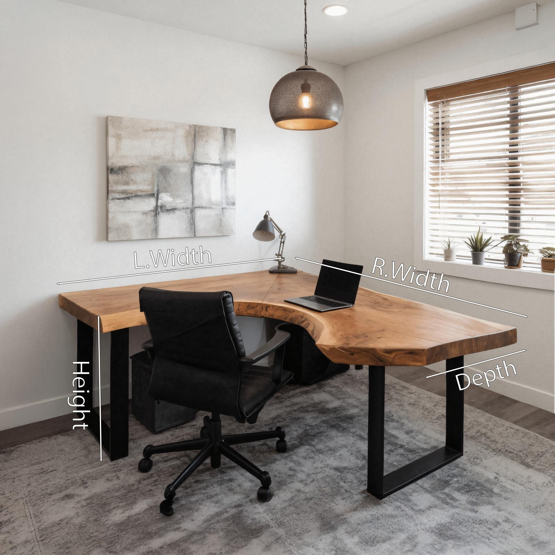 Modern Live Edge L Shaped Desk for Home Workspace - Etsy