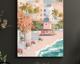Palm Beach Coastal Art Print • Vintage Miami Seaside (Digital Download)