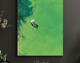 Minimalist Golf Art Print • Vintage Golfer Illustration, Modern Sports Man Cave Decor (Digital Download)