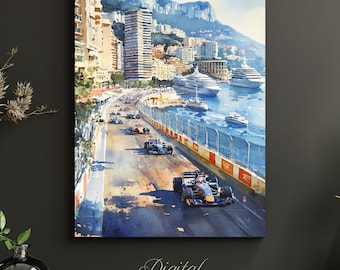 Monaco Grand Prix Poster: Formula 1 Racing Art , Patina Blue (Digital Download)