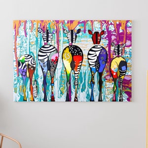 Banksy Zebra Art - Colorful Zebra Wall Decor - Abstract Oil Painting - Animal Prints - Zebra Abstract Canvas - Unique Home Art