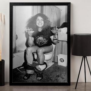 Póster de Ozzy Osbourne para baño, blanco y negro, impresión de Ozzy Osbourne, arte mural para baño, decoración de inodoros, impresiones divertidas, rock and roll, arte para el hogar