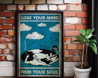 Targa In Metallo 20x30 Cm Con Scritta Lose Your Mind Find Your Soul, Poster In Vinile Per Parete, Arredo Bar E Casa - 2