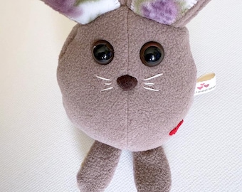 Tan Bunny Plushie - Handmade Stuffed Fleece Rabbit Toy