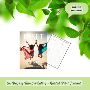 30 Days of Mindful Eating Guided Reset Journal. Mindful eating food journal personal wide inserts printable,ready to eat food recipe planner