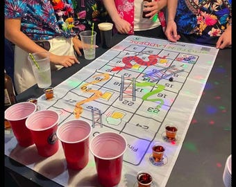Shots and Ladders Boozah Drinking Game Board - 120x60cm – A Washable/Waterproof Boozy Twist on a Classic Game