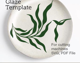 Plantilla de esmalte con diseño de hojas SVG + PDF para Cricut - Cerámica