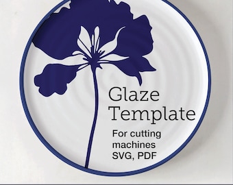 Botanical Flower Glaze Stencil: Pottery Design Template (SVG & PDF)