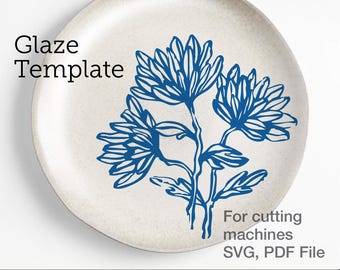 Flower Pottery Glaze Stencil – Dahlia Design SVG + PDF for Cricut - Pottery